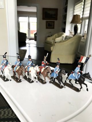 6 Miniature Toy Soldiers On Horses,  French Army