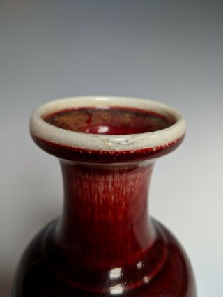 Antique Chinese Porcelain Sang De Boeuf Meiping Balluster Vase Signed Marked 5