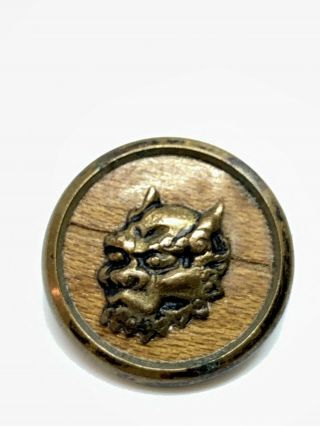 Unusual Wooden Brass Victorian Menacing Devil Button 15.  10mm Frightful 5