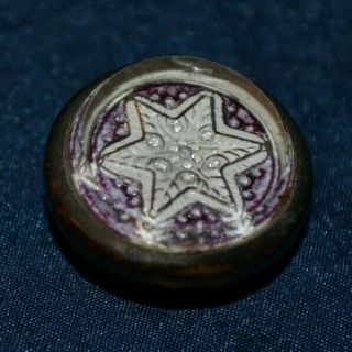 Antique Victorian Nail Head Cover Glass Button Purple And White