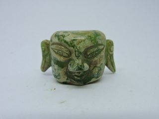 Old Chinese Carved Jade Archaic Archaistic Jade Or Hardstone Mask Pendent