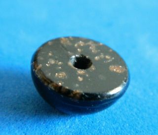Antique Vtg Whistle Black Glass Button W Goldstone