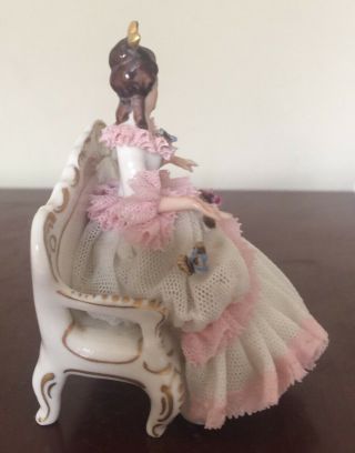 ANTIQUE ACKERMANN FRITZE DRESDEN LACE FIGURINE LADY BEANCH 5