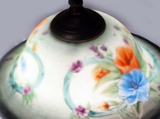 Vintage Frosted Glass Reverse Painted Lampshade Lamp Shade Vibrant Poppies