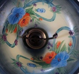 Vintage Frosted Glass Reverse Painted Lampshade Lamp Shade Vibrant Poppies 5