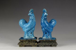 19/20 Century,  A Monochrome Turquoise Chinese Porcelain Figure Of Chicken