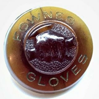 Antique Fownes Gloves Amber Glass? Advertising Button 14.  42mm