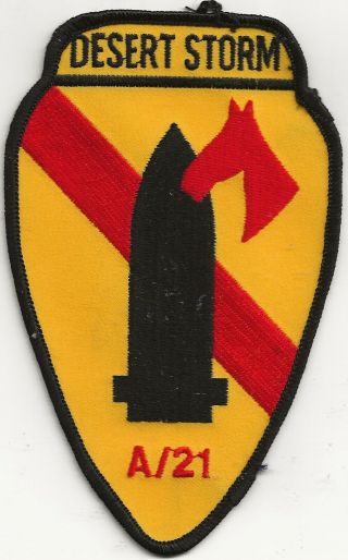 Rare Ds " 1st Cav Div,  " A " Co. ,  21st Art Regt " Patch - Emb On Twill