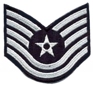 One (1) Us Air Force Dress Blue Technical Sergeant Rank Chevron Patches