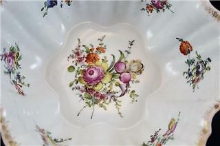 19C German Dresden Meissen Style Porcelain Large Center Bowl Hand Painted Floral 3