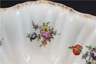 19C German Dresden Meissen Style Porcelain Large Center Bowl Hand Painted Floral 4