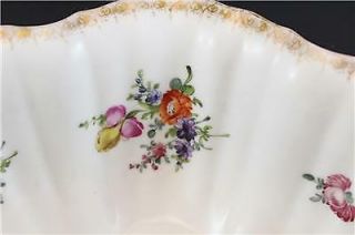 19C German Dresden Meissen Style Porcelain Large Center Bowl Hand Painted Floral 5