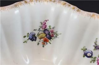 19C German Dresden Meissen Style Porcelain Large Center Bowl Hand Painted Floral 6