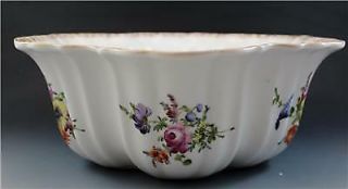 19C German Dresden Meissen Style Porcelain Large Center Bowl Hand Painted Floral 7