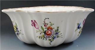 19C German Dresden Meissen Style Porcelain Large Center Bowl Hand Painted Floral 8