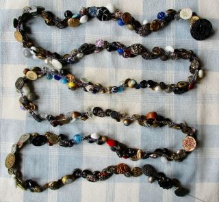 6 Foot Long,  Over 240 Antique And Vintage Charmstring Buttons