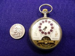2 Of 6,  Vtg Antique 8 Jours Herdomas Pocket Watch,  Red Numbers,  Parts