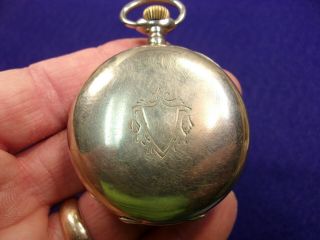 2 of 6,  VTG ANTIQUE 8 JOURS HERDOMAS POCKET WATCH,  RED NUMBERS,  PARTS 5