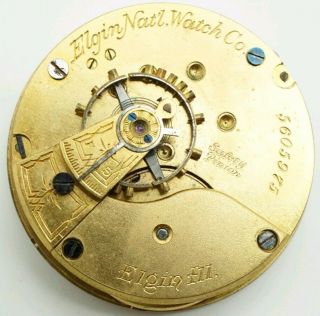 Vintage Elgin Cal.  96 7 Jewel 18s Pocket Watch Movement For Repair Good Staff
