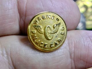 Wagner Palace Car Railroad Uniform Button 16mm GILT HV Allien w Reverse N 1877 2