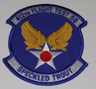 VINTAGE AIR FORCE PATCH - 412th Flight Test Squadron Speckled Trout 3