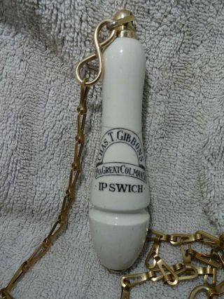 Chas Gibons 19a Great Colman Street Ipswich Advertising Brass Chain Toilet Pull