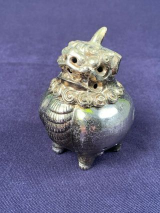 VINTAGE METAL FOO DOG INCENSE BURNER JAPANESE Made in Japan 2