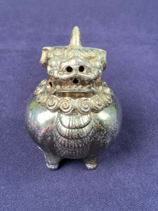 VINTAGE METAL FOO DOG INCENSE BURNER JAPANESE Made in Japan 3