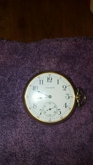 Vintage Waltham Pocket Watch 12s Grade 210.  Runs,  But Needs Service.