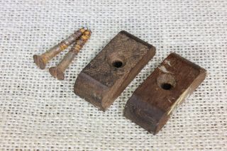 2 wood cabinet turn button latches 1 5/8” Jelly cupboard old vintage 1800’s 3