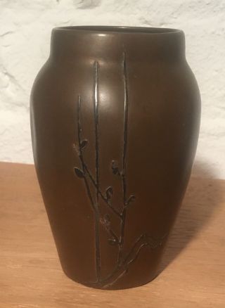 Heintz Art Metal Sterling Silver On Bronze Vase - 3865f