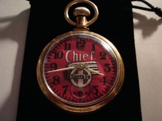 Vintage 16S Pocket Watch Steam Train Theme Dial & Case Runs Well. 2