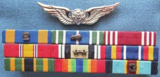 Desert Shield/storm Us Army Aviation Badge & Enlisted Mounted Ribbon Set