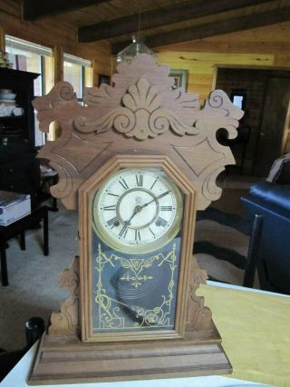 Antique Waterbury Co.  Mantle Parlor Clock Runs