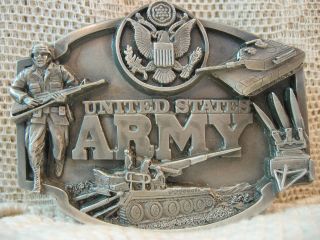 U.  S.  Army Solid Pewter Belt Buckle 1987 Made By Siskiyou In Oregon U.  S.  A.