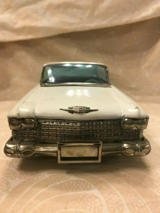 VINTAGE SIGN OF QUALITY CADILLAC 4 - DOOR TIN TOY CAR WHITE (A22) 4