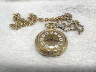 Vintage Arnex Pocket Watch 17 Jewels W/chain Incabloc France