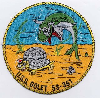 Uss Golet Ss 361 - Fish With Japanese Snail - Submarine - Bc Patch Cat No B577