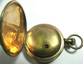 ANTIQUE HAVEN KEY WIND BRASS HUNTER POCKET WATCH GOLD TONE 18 ' S 7