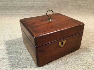 Antique 19th Century Brass Inlaid Mahogany Wood Tea Caddy Box