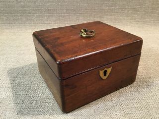 Antique 19th Century Brass Inlaid Mahogany Wood Tea Caddy Box 2