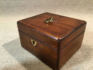 Antique 19th Century Brass Inlaid Mahogany Wood Tea Caddy Box 3