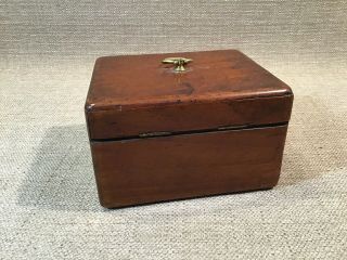 Antique 19th Century Brass Inlaid Mahogany Wood Tea Caddy Box 4