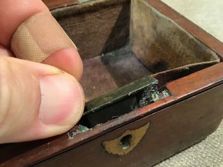 Antique 19th Century Brass Inlaid Mahogany Wood Tea Caddy Box 7