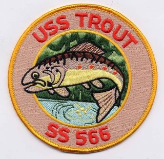 Uss Trout Ss 566 - Trout Fish Bc Patch Cat No C5965