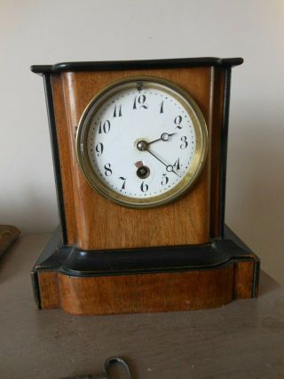 Antique French Flat Top 8 Day Mantle Clock 1860 - 1880