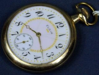 A 19.  Elgin 16 Size 17 J Circa 1927 G.  F Case Fancy Colored Dial Pocket Watch.
