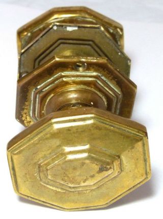 Splendid Pair Vintage Brass Hexagonal Art Deco Handles Recycled 1920 - 30s