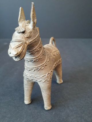 Vintage East India Brass Dokra Folk Art Donkey Horse