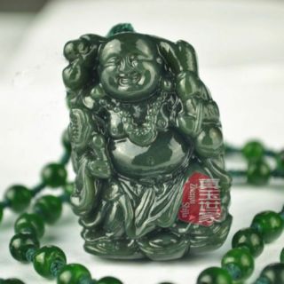 Natural Hand - Carved Chinese Hetian Jade Pendant - Buddha